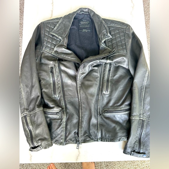Allsaints Black Leather Jacket Men’s S